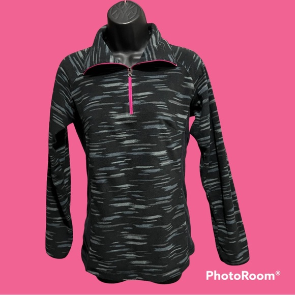 Columbia Ladies S Black & Grey Fleece Pullover 1/4 Zip Jacket with Pink Zipper - Picture 7 of 15